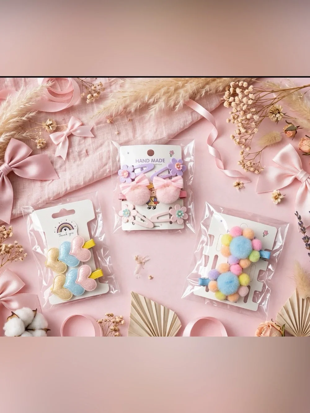 Handmade Pastel Pink & Lavender Hair Clip Set